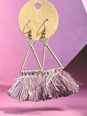 Handmade Purple Tassel Triangle Drop Earrings
662